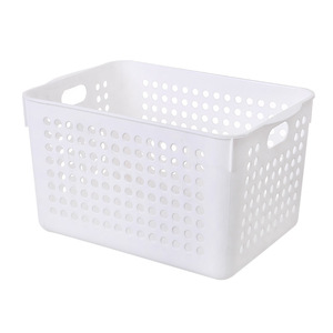 Plastic Storage Basket Rectangle White With Handles Desktop Bathroom Kitchen Organizer Neatening Storage Box 3019 - Product Image 5