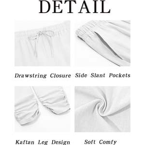 2025 pantalon caftan en coton pour hommes avec taille élastique cordon été Yoga Kurta pantalon avec poches et design décontracté - Product Image 5