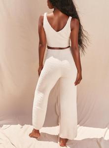 Completo Due Pezzi in Maglia Pelosa da <span class=keywords><strong>Donna</strong></span>, Top Corto Sexy con Scollo a V e Pantaloni a Vita Alta, Outfit Casual per <span class=keywords><strong>Casa</strong></span> C13424 - Product Image 3