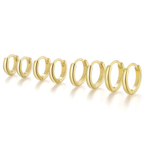Nouvelles boucles d'oreilles créoles minimalistes en argent sterling 925 avec diamants CZ ronds de 5 mm, 6 mm, 7 mm, 8 mm, 9 mm pour femmes - Product Image 1