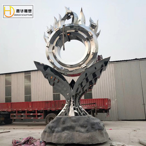Escultura de Acero Inoxidable Jiahua, Geométrica Abstracta, para Montar en el Suelo, Pieza de Arte Decorativa Hecha a Mano - Product Image 1