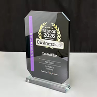 Plaque de trophée rectangulaire en cristal noir transparent personnalisée avec base pour cadeau d'entreprise