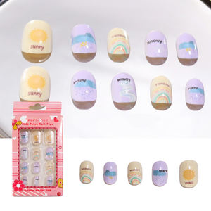 Pré Collé Violet <span class=keywords><strong>Faux</strong></span> <span class=keywords><strong>Ongles</strong></span> Couleurs Pastel Designs Enfants <span class=keywords><strong>Ongles</strong></span> pour Enfants avec Colles. arc-en-ciel Lettre Charmes <span class=keywords><strong>Beige</strong></span> Appuyez sur les <span class=keywords><strong>Ongles</strong></span> - Product Image 3