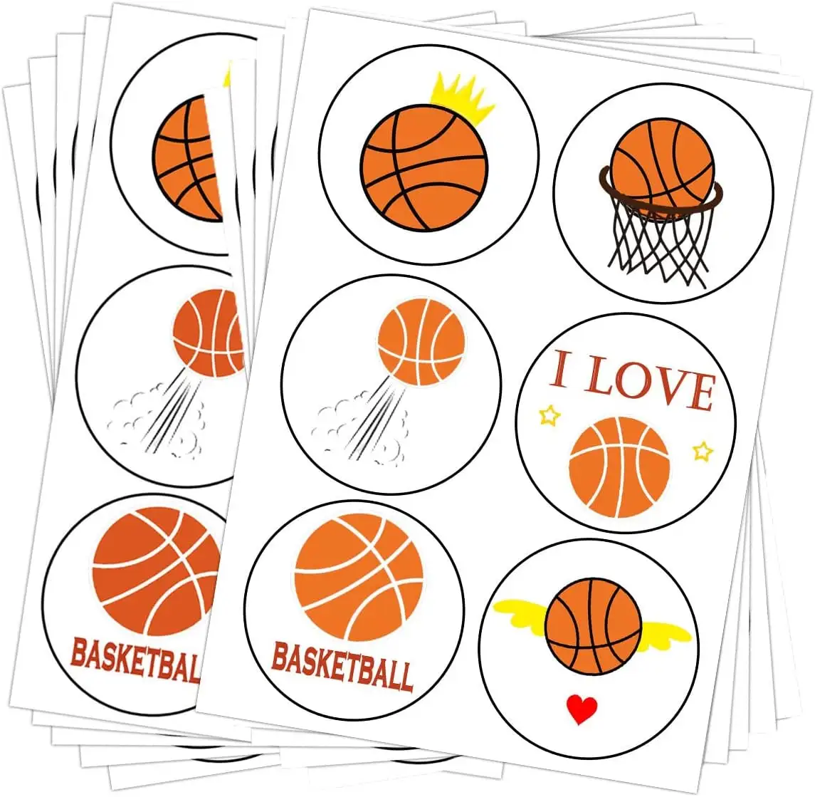 バスケットボールラベルロールステッカーバスケットボールスポーツパーティー用品装飾はジャーコンテナレターDIYステッカーラベルを支持します