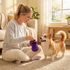 Jouet interactif pour chien violet personnalisé avec distributeur de friandises pour usage intérieur, taille moyenne, jouet pour animaux de compagnie en plastique à alimentation lente - Product Image 6