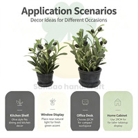 Plante Artificielle 22/29CM Lot de 2 Branches d'Olivier Mini Bonsaï Halloween Remise de Diplôme Durable Écologique pour Décoration de Table Maison Bureau