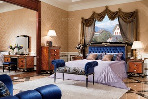 Royal luxury elegante cama fram oro hoja madera tallada muebles dormitorio - Product Image 2