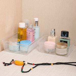 Transparent Storage Box Rectangular Stackable Office Organizer With Dots Pattern For Stationery And Bathroom Use 3047 - Product Image 4