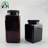 400ml 750ml PET en plastique noir carré bouteille bouteille bouteille de santé