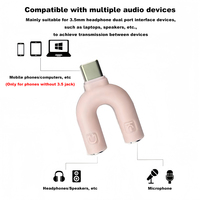 Adaptateur répartiteur de microphone et casque Type-C (conception en U, ABS et alliage d'aluminium) pour téléphones portables, ordinateurs, ordinateurs portables, haut-parleurs