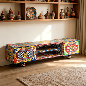 Buffet de style bohème moderne, <span class=keywords><strong>console</strong></span> TV de luxe en <span class=keywords><strong>bois</strong></span> massif pour appartement haut de gamme et salle d'exposition - Product Image 4