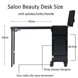 Mesa de Manicura <span class=keywords><strong>Negra</strong></span> con Marco Dorado, Muebles de Salón de Manicura, Mesa de Manicura <span class=keywords><strong>Negra</strong></span> con Marco Dorado - Product Image 3