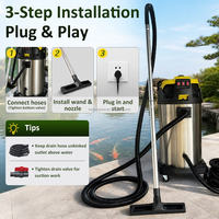 Multifunktionaler Pool-Staubsauger 2400W Doppelmotor 700W Ablaufmotor Edelstahl Nass-Trocken-Sauger für Teich- und Poolreinigung
