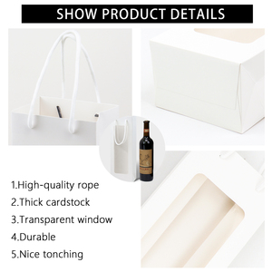 Custom Luxury Paper <strong>Prime</strong> Branded Wine <strong>Bottle</strong> Bags Flower Gift Packaging Bag With Clear Window, Custom Printed Paper Wine Bags - Product Image 6