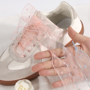 Hersteller Großhandel Freizeit schuhe Leinwand Schnürsenkel 2,5 cm Velvet Dot Chiffon Flat Organza Ins für Schnürsenkel - Product Image 3