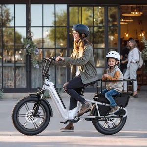 Vélo de ville électrique hybride avec panier, pour 2 enfants, avec barres de sécurité et repose-pieds pour siège arrière, disponible en entrepôt UE - Product Image 3