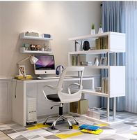 Bureau d'ordinateur rotatif en forme de S YQ JENMW, bureau à domicile, bureau simple personnalisé, combinaison de cadre de bureau, bureau d'angle avec armoire