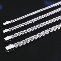 Gelang Tenis Moissanite Perak 925 Berlapis Emas 18K Setting Empat Cakar Kancing Geometris Infinity Unisex Gaya Hip-Hop 2-6mm