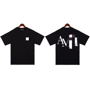 T-shirts à col rond imprimés avec motif de lettres, de haute qualité, 100% coton, de la marque Amirys, pour hommes et femmes - Product Image 4