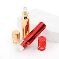 Flacon roll-on en aluminium électroplaqué de 5 ml avec flacon intérieur en verre, flacon roll-on portable pour huiles essentielles, emballage cosmétique avec logo personnalisé