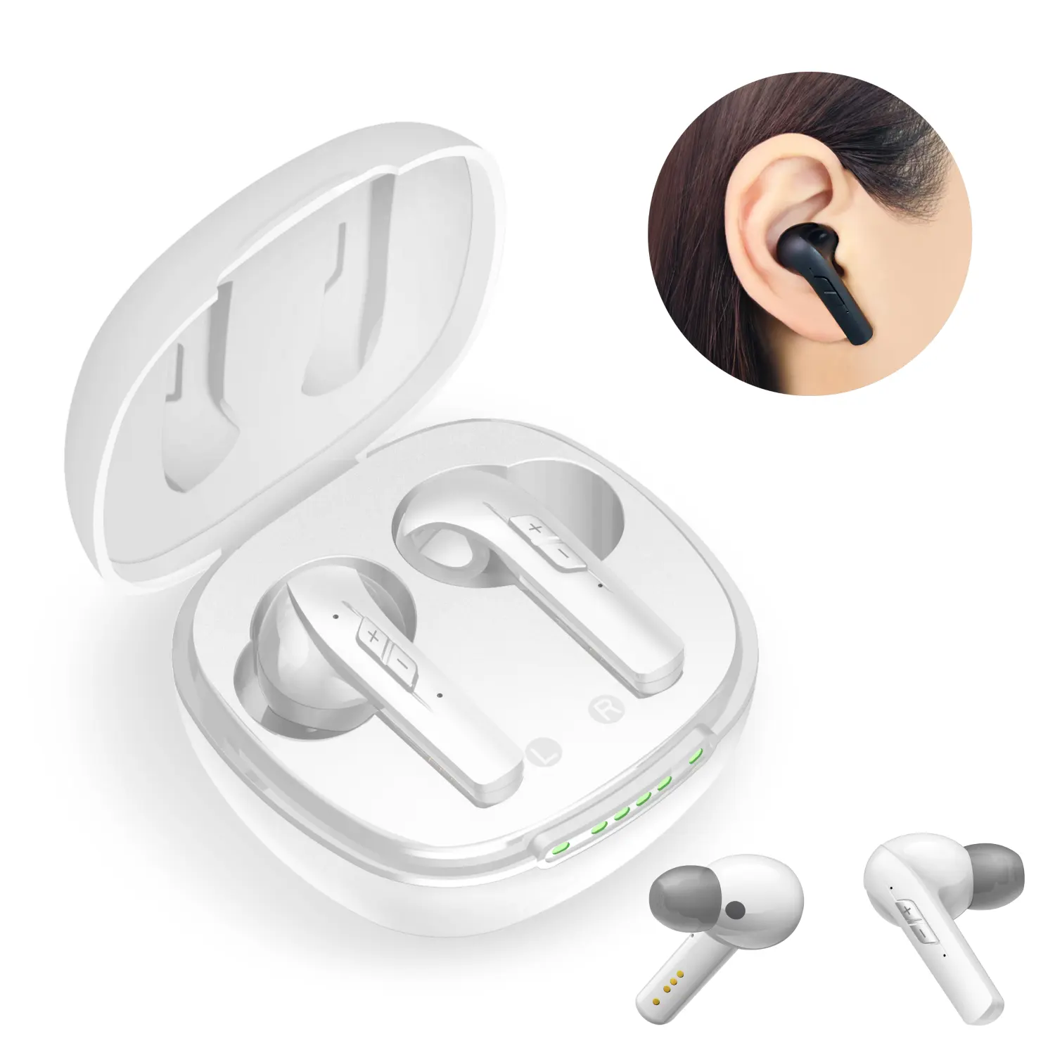 JINGHAO A32 New Semi In-ears OTC Fashion TWS Design 16 Channels Rechargeable Digital ITE Hearing Aids TWS
