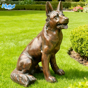 Estátuas de Animais em Bronze Realistas e Modernas Personalizadas para Decoração de Jardim, Esculturas de Cães Sentados - Product Image 1