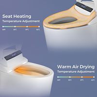 Toilettes intelligentes avec siège chauffant intégré, toilettes bidet monobloc, toilettes sans réservoir avec rinçage au pied et affichage LED
