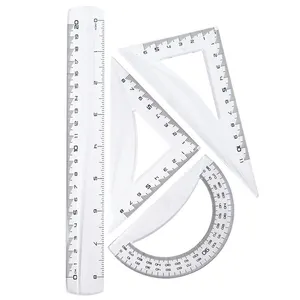 Handmade 4 Pieces Math Set Professional Universal Straight Triangle Rulers Handy Plexiglass Designers Drawings Templates