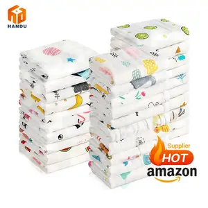Tissu en coton biologique imprimé dessin animé Mouchoir en gaze à 6 couches <span class=keywords><strong>Gant</strong></span> <span class=keywords><strong>de</strong></span> <span class=keywords><strong>toilette</strong></span> en mousseline pour salle <span class=keywords><strong>de</strong></span> bain et chambre à coucher - Product Image 1