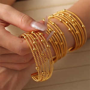 Wholesale Beads Charm <b>Mens</b> Stainless Steel <b>Men</b> Bracelet Gold Plated Chunky Layer Rope Bracelet - Product Image 3