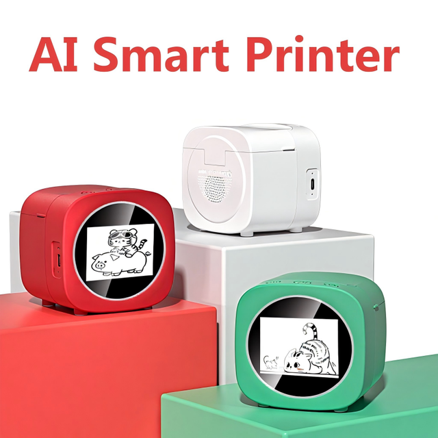 AI Instant Voice Function Mini Portable Thermal Doodle 203DPI 720p USB Plastic Black White Photo Printer Wholesale OEM