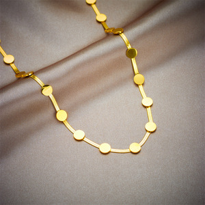 Gold Plated Stainless Steel Round Chain Necklace <b>Bracelet</b> <b>Set</b> Unisex Gift Jewelry - Product Image 2