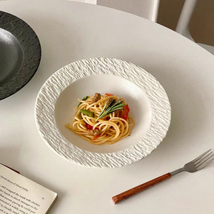 Plato de porcelana con textura redonda blanca elegante, ensalada, postre, sopa, <span class=keywords><strong>Pasta</strong></span>, platos de comedor, bandeja para servir, vajilla para restaurante - Product Image 3