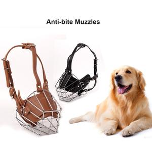 Museau de <span class=keywords><strong>chien</strong></span> pour races à grande bouche en cuir PU fer motif solide fourrure masque de protection anti-consommation pour chiens caucasiens mastiff tibétain - Product Image 5