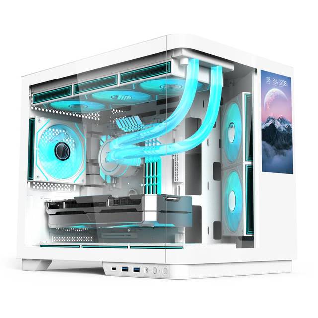 AntarcChill Hot Sale Tempered Glass Front Side Panel Computer Case & Towers Wholesales Micro ATX Gaming Pc case with Lcd Display