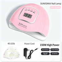 Lampe à ongles UV LED professionnelle 150W SUN X5 MAX - Séchoir à ongles haute puissance pour vernis gel - Capteur intelligent, affichage numérique, salon