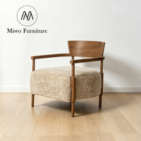 Fauteuil d'appoint moderne en bois massif et tissu Teddy Sherpa, chaise rembourrée pour salon, chambre à coucher, mobilier de maison