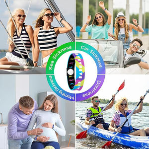 Fabrika toptan oem kişiselleştirilmiş tasarım sabah hareket hastalık kabartma akupunktur deniz bantları kumaş bilekliği - Product Image 6