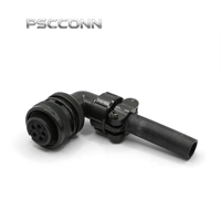 PSCCONN MS 5015 Série MS3108A 16-8S 90 °   Connecteur d'alimentation circulaire industriel fileté en métal, 5 broches, femelle, à angle droit