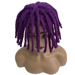 Pezzo pieno pizzo <span class=keywords><strong>uomo</strong></span> colorato viola capelli lunghi per <span class=keywords><strong>uomo</strong></span> nero dreadlocks Base di pizzo colore viola con 130% densità - Product Image 3