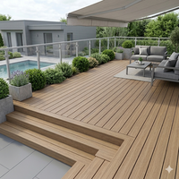 Plancher de terrasse extérieur en composite bois-plastique (WPC) moderne, antidérapant, à effet bois, étanche, pour terrasse, patio et piscine