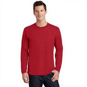 Camiseta de Manga Corta para Hombre, Cuello Redondo, Color Rojo, Corte Regular, Color Sólido, Informal, Tejido de Punto, Spandex/Poliéster, Logotipo Frontal, Transpirable - Product Image 1