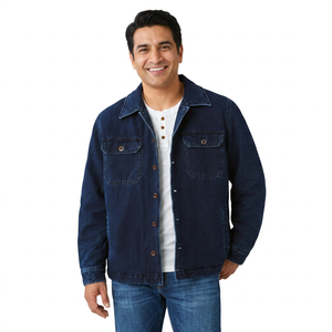<b>Men's</b> Vintage Hooded Windproof Denim <b>Jacket</b> with Stand Collar and Front Logo Large Size 100% Cotton - Product Image 1