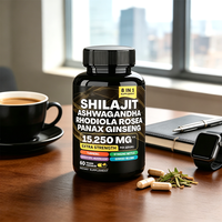 Offre Spéciale – Capsules de Shilajit Naturel Pur de l'Himalaya pour Adultes avec Ashwagandha et Panax Ginseng – Stimulant Énergétique et Soutien Immunitaire – 60 Capsules
