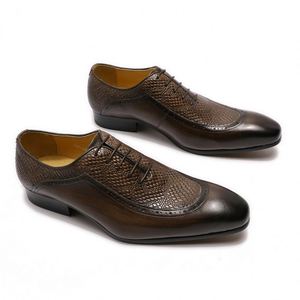 Chaussures habillées en cuir véritable Oxford à lacets pour hommes, idéales pour le bureau, les mariages et les soirées, chaussures de mode pour hommes - Product Image 1