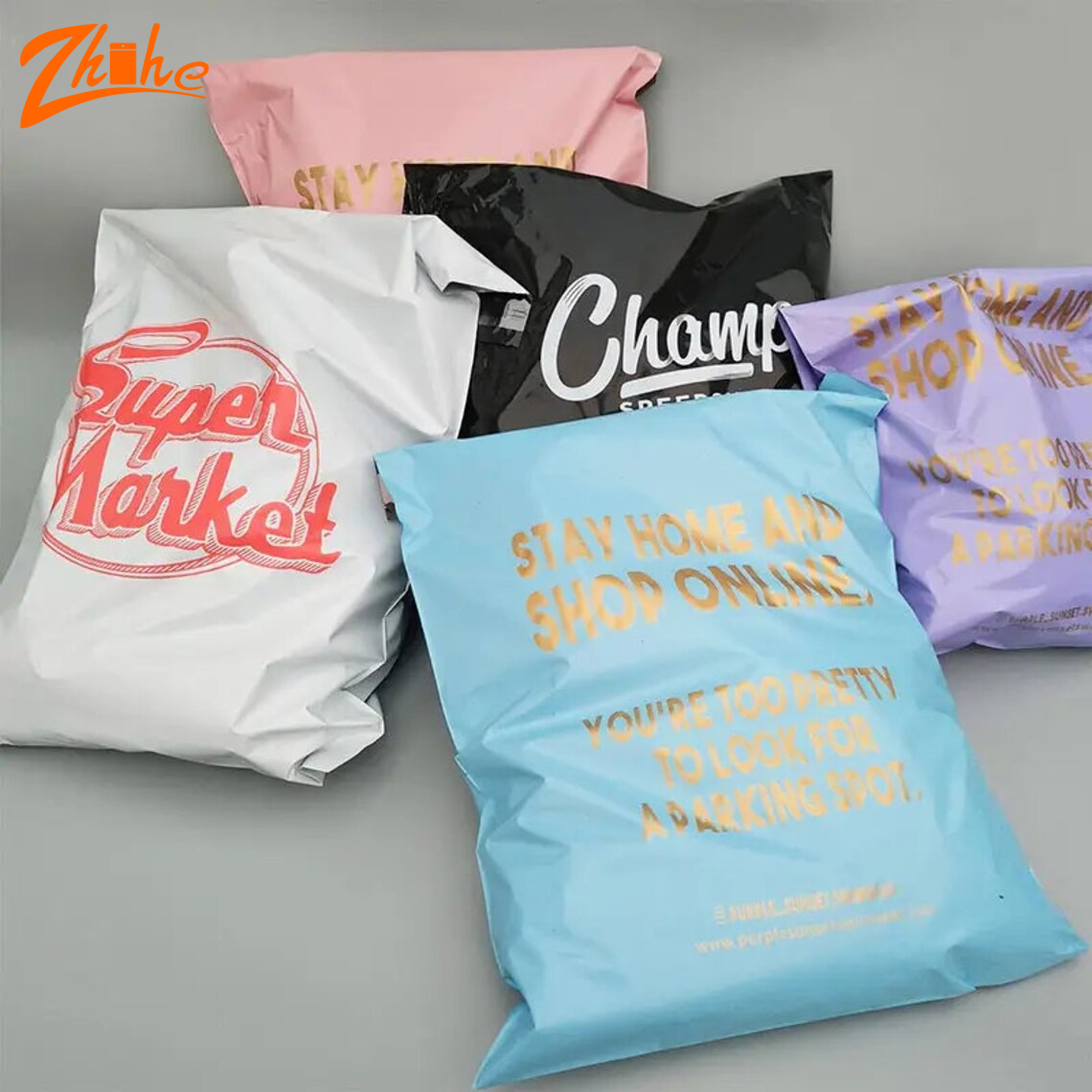 Drucken Logo Paket Umschlag Mailing Bag Umwelt freundliche biologisch abbaubare Kleidung Benutzer definierte Versandt asche Poly Mailer Bags