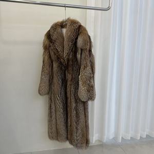 Manteau Long d'Hiver Luxueux <span class=keywords><strong>en</strong></span> <span class=keywords><strong>Cuir</strong></span> Véritable et Fourrure de Renard Naturelle pour <span class=keywords><strong>Femme</strong></span>, <span class=keywords><strong>Grande</strong></span> <span class=keywords><strong>Taille</strong></span>, Veste <span class=keywords><strong>en</strong></span> Fourrure - Product Image 4