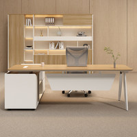 Bureau de direction en métal en forme de L Qianjie LBZ-118X avec sous-meuble, design moderne et minimaliste, usage commercial pour bureau