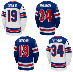 Qualité supérieure, cousu, personnalisable, équipe américaine 2026 # 37 Connor Hellebuyck # 21 Dylan Larkin # Maillot de hockey sur glace 72 Thompson 100% - Product Image 1