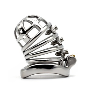FRRK Jaula de Castidad Masculina de Acero Inoxidable con Púas Ajustables, Innovadora Jaula para Pene con Púas, para Hombres Gay - Product Image 3